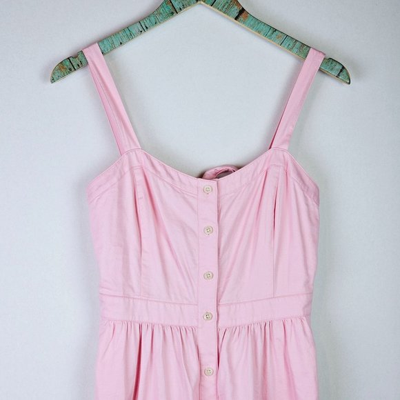 Madewell Pink Fleur Bow-Back Midi Apron Dress Sundress Button Hip Pockets, 2 - Picture 4 of 11